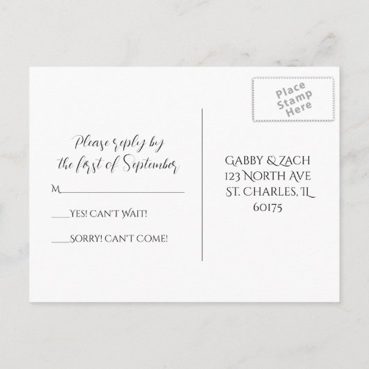 RSVPの応答を結婚しているほとんどピンクのアジサイ インビテーションポストカード (裏面)