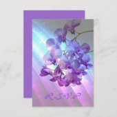 RSVPの応答を結婚している薄紫の紫色の蘭 出欠カード (正面/裏面)