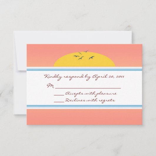 RSVPの応答を結婚する巡航はカスタムを梳きます 出欠カード (正面)