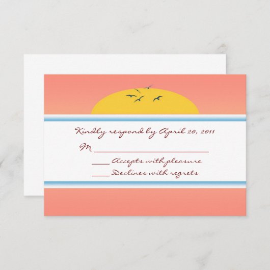 RSVPの応答を結婚する巡航はカスタムを梳きます 出欠カード (正面/裏面)