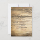 RSVPの応答を結婚する素朴な国の古い納屋 出欠カード (裏面)