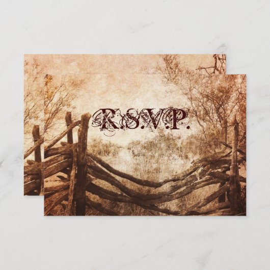 RSVPの応答を結婚する西欧諸国の農場 出欠カード (正面/裏面)