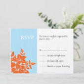 RSVPの応答カードを結婚しているオレンジおよびTiffany 招待状 (スタンド正面)