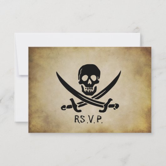 RSVPの応答カードを結婚している海賊 出欠カード (正面)