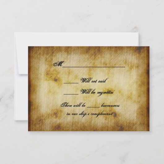 RSVPの応答カードを結婚している海賊 出欠カード (裏面)