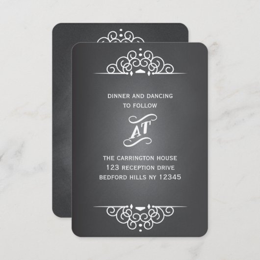 RSVPの応答カードを結婚するエレガントな愛黒板 エンクロージャーカード (正面/裏面)