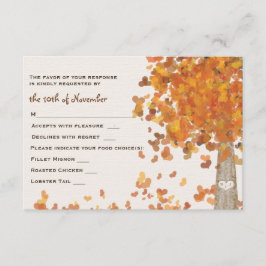 RSVPの応答カードを結婚する切り分けられたイニシャルの木 出欠カード