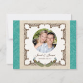 RSVPの応答カード-ヴィンテージの孔雀及びエッチング 出欠カード (裏面)