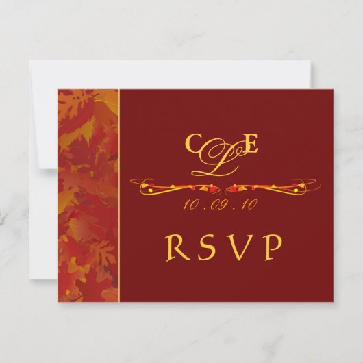 RSVPの応答カード-秋の結婚式招待状 出欠カード (正面)