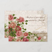 RSVPの応答カード-茶バラのヴィンテージのレース 出欠カード (正面/裏面)