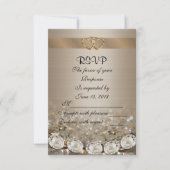 RSVPの応答結婚カードのダイヤモンドとサテン 出欠カード (正面)