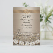 RSVPの応答結婚カードのダイヤモンドとサテン 出欠カード (スタンド正面)