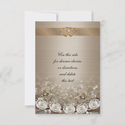 RSVPの応答結婚カードのダイヤモンドとサテン 出欠カード (裏面)