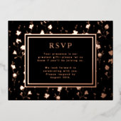 RSVPの応答結婚カードフラワーズラグジュアリーフォイル 箔シーズンポストカード (正面)