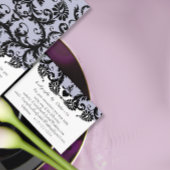 RSVPの応答結婚カード紫ブラックダマスク エンクロージャーカード