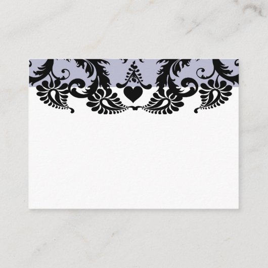 RSVPの応答結婚カード紫ブラックダマスク エンクロージャーカード (裏面)