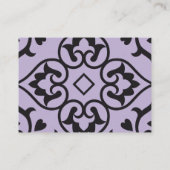 RSVPの応答結婚カード紫ブラックダマスク エンクロージャーカード (裏面)