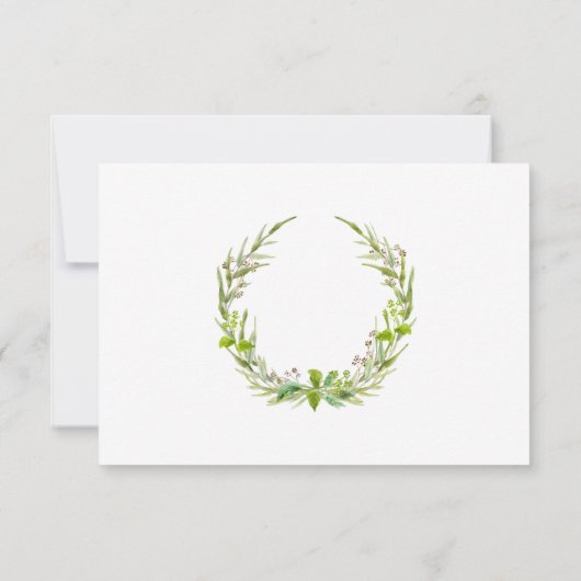 RSVPの応答BOHOの素朴な森林葉の種のリース 出欠カード (裏面)