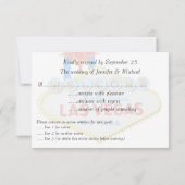 RSVPの披露宴のゲストの応答のラスベガスの結婚式 出欠カード (裏面)