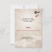 RSVPの招待状を結婚する愛飛行 出欠カード (裏面)