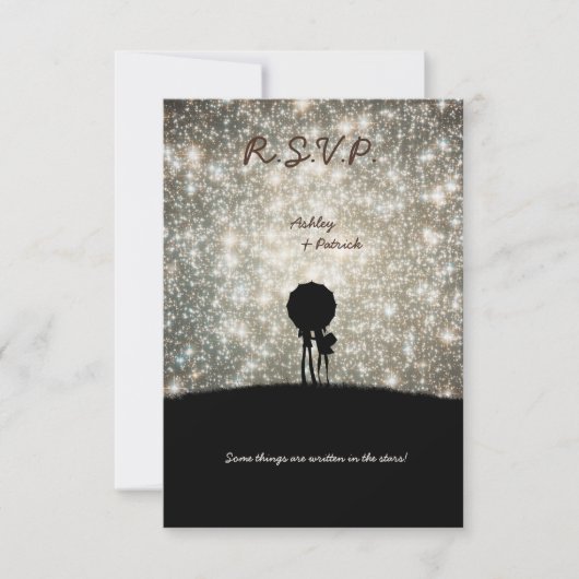 RSVPの招待状を結婚する星で書かれる 出欠カード (正面)
