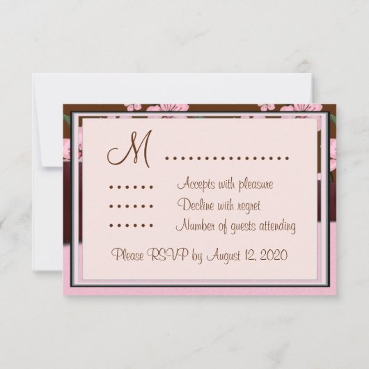 RSVPの招待状カードを結婚するピンクの桜 出欠カード (裏面)