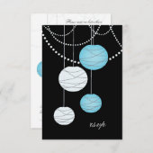 RSVPの水の青書のランタンの結婚式の招待状 出欠カード (正面/裏面)