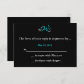 RSVPの白黒を結婚するモノグラム 出欠カード (正面/裏面)