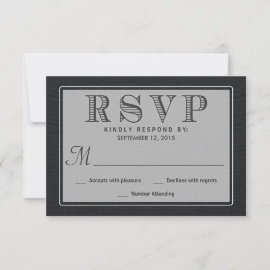RSVPの素朴で黒いバーラップの結婚式の応答 出欠カード (正面)