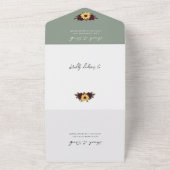 RSVPの素朴バラとヒマワリ結婚 オールインワン招待状 (外側)