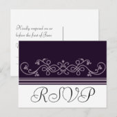 RSVPの紫結婚紫色のポストカード インビテーションポストカード (正面/裏面)
