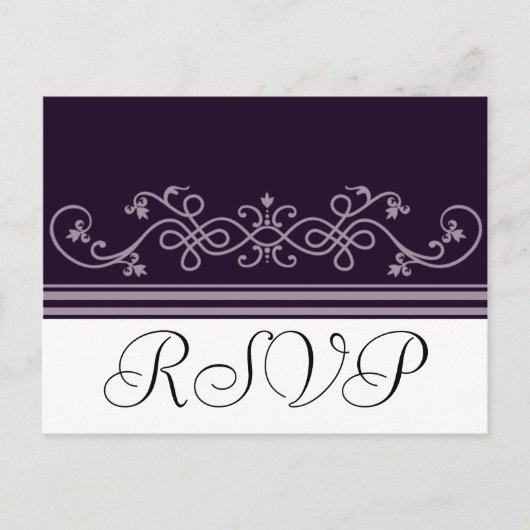 RSVPの紫結婚紫色のポストカード インビテーションポストカード (正面)