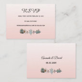 RSVPの結婚カード多血フローラ赤面バラ金ゴールド エンクロージャーカード (正面/裏面)
