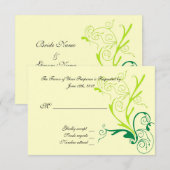 RSVPの結婚カード。渦巻き花パターン 出欠カード (正面/裏面)