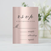 RSVPの結婚グリッターフレーム3Dバラ赤面 出欠カード (スタンド正面)