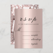 RSVPの結婚グリッターフレーム3Dバラ赤面 出欠カード (正面/裏面)