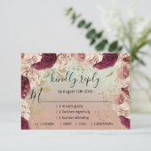 RSVPの結婚グリッターブライダルバラ金ゴールドリース青 出欠カード (スタンド正面)