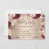 RSVPの結婚グリッターブライダルバラ金ゴールドリース 出欠カード (正面)