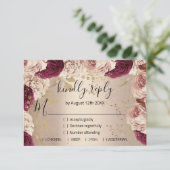 RSVPの結婚グリッターブライダルバラ金ゴールドリース 出欠カード (スタンド正面)