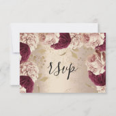 RSVPの結婚グリッターブライダルバラ金ゴールドリース 出欠カード (裏面)