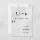 RSVPの結婚シルバーグレー紙3Dブルー 出欠カード (正面)
