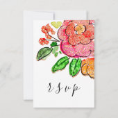 RSVPの結婚ブライダルシャワーSweet16番目のフローラ 出欠カード (裏面)