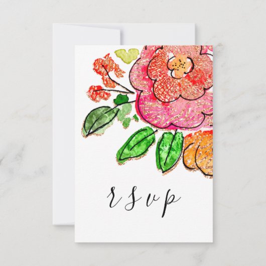 RSVPの結婚ブライダルシャワーSweet16番目のフローラ 出欠カード (裏面)