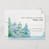 RSVPの結婚ブルーレイクwマウンテンパインツリー 招待状 (正面)