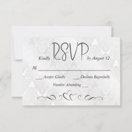 RSVPの結婚ホワイトサテンダマスク 出欠カード