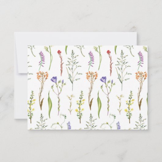 RSVPの結婚ワイルドフラワーフローラDitsy 招待状 (裏面)