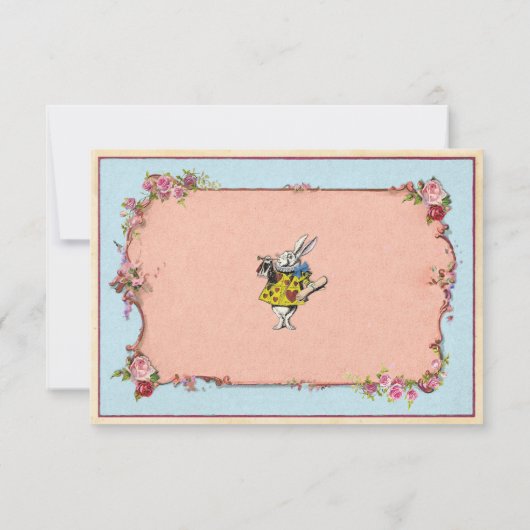 RSVPの結婚ワンダーランドラビットフラワーズ招待状 招待状 (裏面)