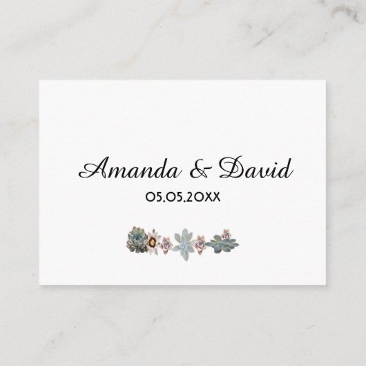 RSVPの結婚多肉性の花は白 エンクロージャーカード (裏面)