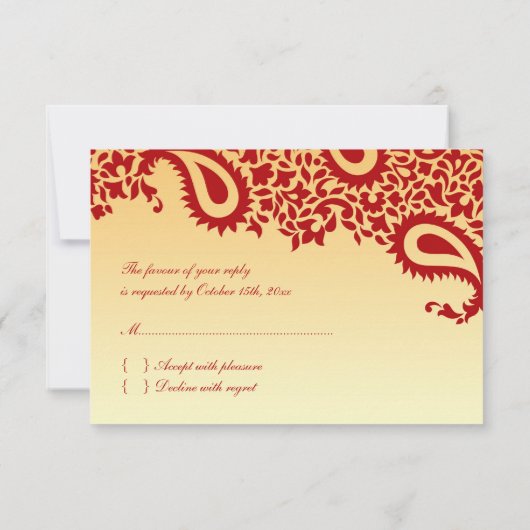 RSVPの結婚式のインドのスタイルカード 出欠カード (裏面)
