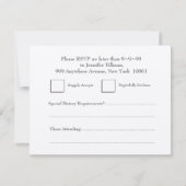 RSVPの結婚式のグルメのハートの銀の応答 出欠カード (正面)